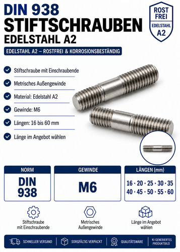 Edelstahl stiftschraube ø - 1, x